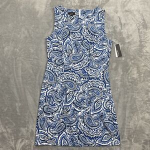 Alyx Women’s Blue & White Paisley Print Sleeveless Dress Sz 12 NWT